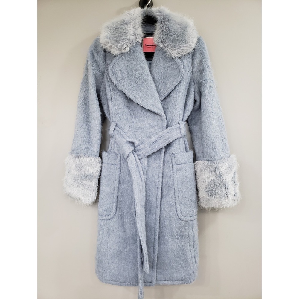 NEVER WORN‎ Kate Spade Faux Fur Dusty Blue Penny Lane Coat Whimsical Fairycore